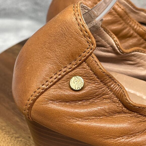 Nurture by Lamaze Shoes Womens 9.5 M Cognac Tan Leather Low Wedge Heel Scrunch - Picture 2 of 16